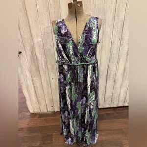 New Directions Vibrant Purple and Green Maxi Dress